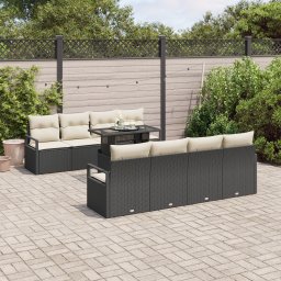 vidaXL Tuin Sofa Set 9 st 6-Aantal zitplaatsen Zwart en Crème