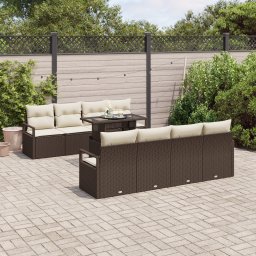 vidaXL Tuin Sofa Set 9 st 6-Aantal zitplaatsen Bruin en Crème