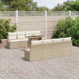 vidaXL Tuin Sofa Set 9 st 6-Aantal zitplaatsen Beige en Crème