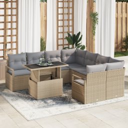 vidaXL Tuin Sofa Set 9 st 8-Aantal zitplaatsen Beige en Licht Grijs
