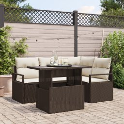 vidaXL Tuin Sofa Set 5 st 4-Aantal zitplaatsen Bruin en Crème