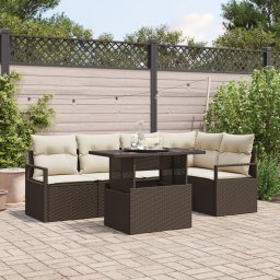 vidaXL Tuin Sofa Set 6 st 5-Aantal zitplaatsen Bruin en Crème