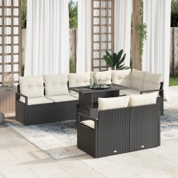 vidaXL Tuin Sofa Set 9 st 8-Aantal zitplaatsen Zwart en Crème