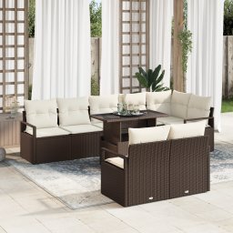 vidaXL Tuin Sofa Set 9 st 8-Aantal zitplaatsen Bruin en Crème