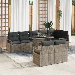 vidaXL Tuin Sofa Set 9 st 8-Aantal zitplaatsen Grijs poly rattan