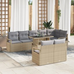 vidaXL Tuin Sofa Set 9 st 8-Aantal zitplaatsen Beige en Licht Grijs