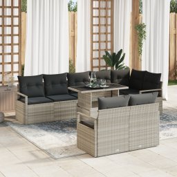 vidaXL Tuin Sofa Set 9 st 8-Aantal zitplaatsen Lichtgrijs poly rattan