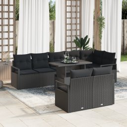 vidaXL Tuin Sofa Set 9 st 8-Aantal zitplaatsen Zwart poly rattan