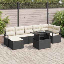 vidaXL Tuin Sofa Set 8 st Zwart en Crème poly rattan