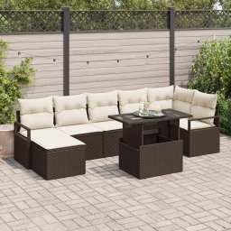 vidaXL Tuin Sofa Set 8 st Bruin en Crème poly rattan