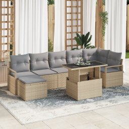 vidaXL Tuin Sofa Set 8 st Beige en Licht Grijs poly rattan