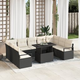 vidaXL Tuin Sofa Set 10 st 9-Aantal zitplaatsen Zwart en Crème