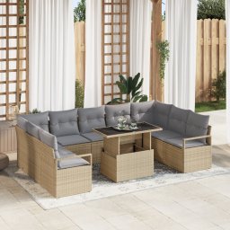 vidaXL Tuin Sofa Set 10 st 9-Aantal zitplaatsen Beige en Licht Grijs