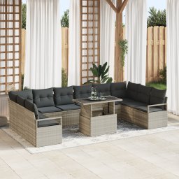 vidaXL Tuin Sofa Set 11 st 10-Aantal zitplaatsen Lichtgrijs