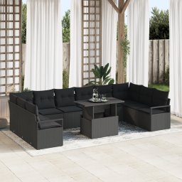 vidaXL Tuin Sofa Set 11 st 10-Aantal zitplaatsen Zwart poly rattan