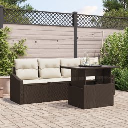 vidaXL Tuin Sofa Set 5 st Bruin en Crème poly rattan