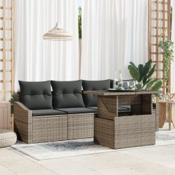 vidaXL Tuin Sofa Set 5 st Grijs poly rattan