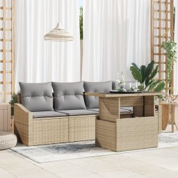 vidaXL Tuin Sofa Set 5 st Beige en Licht Grijs poly rattan