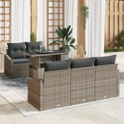 vidaXL Tuin Sofa Set 6 st Grijs poly rattan