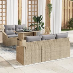 vidaXL Tuin Sofa Set 6 st Beige en Licht Grijs poly rattan