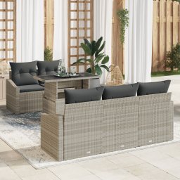 vidaXL Tuin Sofa Set 6 st Lichtgrijs poly rattan
