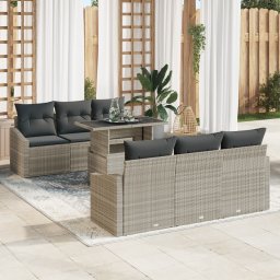 vidaXL Tuin Sofa Set 7 st Lichtgrijs poly rattan