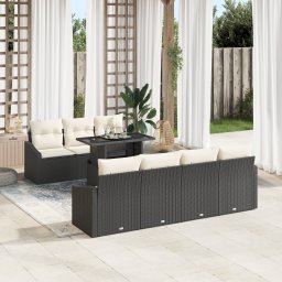 vidaXL Tuin Sofa Set 8 st Zwart en Crème poly rattan