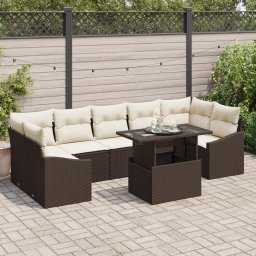 vidaXL Tuin Sofa Set 8 st Bruin en Crème poly rattan