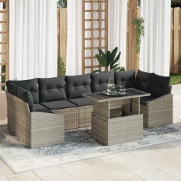 vidaXL Tuin Sofa Set 8 st Lichtgrijs poly rattan
