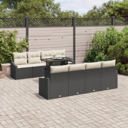 vidaXL Tuin Sofa Set 7 st Zwart en Crème poly rattan