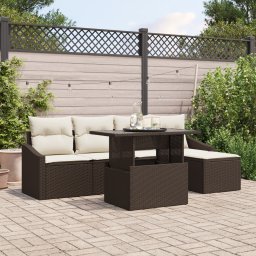 vidaXL Tuin Sofa Set 6 st Bruin en Crème poly rattan