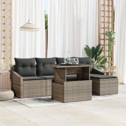 vidaXL Tuin Sofa Set 6 st Grijs poly rattan