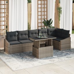 vidaXL Tuin Sofa Set 7 st Grijs poly rattan