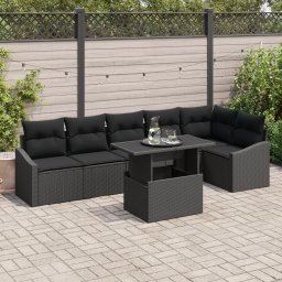 vidaXL Tuin Sofa Set 7 st Zwart poly rattan