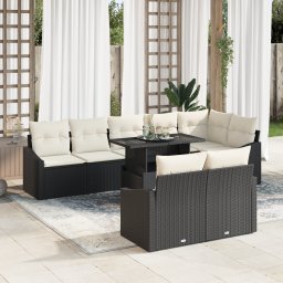 vidaXL Tuin Sofa Set 9 st Zwart en Crème poly rattan