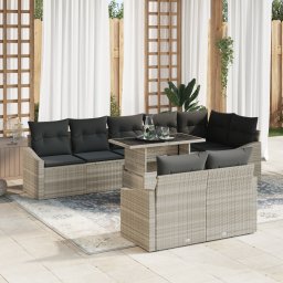 vidaXL Tuin Sofa Set 9 st Lichtgrijs poly rattan