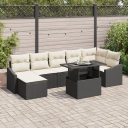 vidaXL Tuin Sofa Set 8 st Zwart en Crème poly rattan