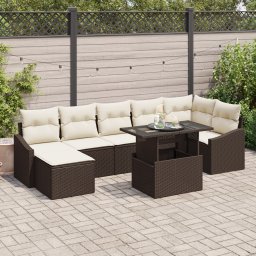 vidaXL Tuin Sofa Set 8 st Bruin en Crème poly rattan