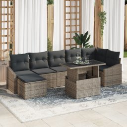 vidaXL Tuin Sofa Set 8 st Grijs poly rattan