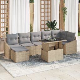 vidaXL Tuin Sofa Set 8 st Beige en Licht Grijs poly rattan