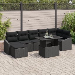vidaXL Tuin Sofa Set 8 st Zwart poly rattan