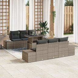 vidaXL Bankstel 7 st Grijs poly rattan