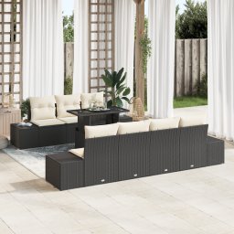 vidaXL Bankstel 8 st Zwart en Crème poly rattan