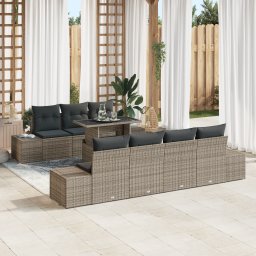 vidaXL Bankstel 8 st Grijs poly rattan