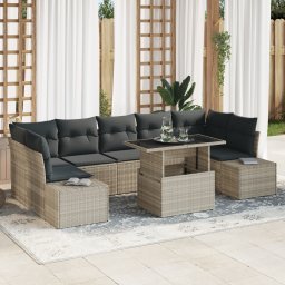 vidaXL Bankstel 8 st Lichtgrijs poly rattan