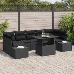 vidaXL Bankstel 8 st Zwart poly rattan