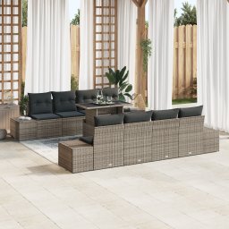 vidaXL Tuin Sofa Set 9 st Grijs poly rattan