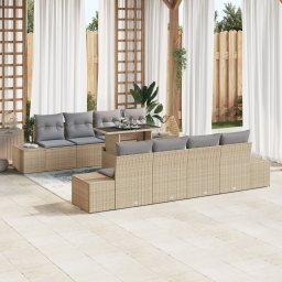 vidaXL Tuin Sofa Set 9 st Beige en Licht Grijs poly rattan
