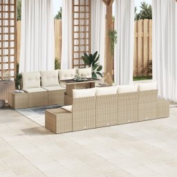 vidaXL Tuin Sofa Set 9 st Beige en Crème poly rattan