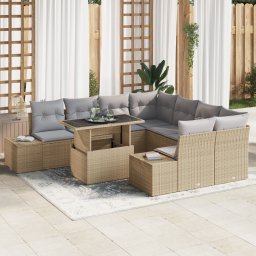 vidaXL Tuin Sofa Set 9 st Beige en Licht Grijs poly rattan